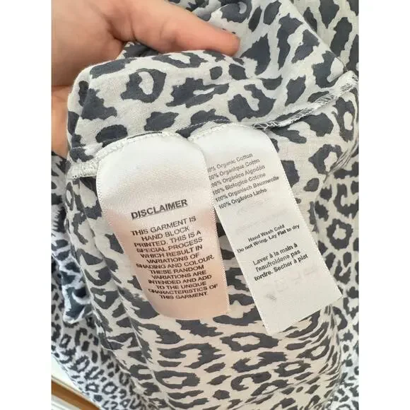 EMERSON FRY INDIA COLLECTION Bardot Top Charcoal Leopard Organic Blouse Sz Small - Picture 8 of 11